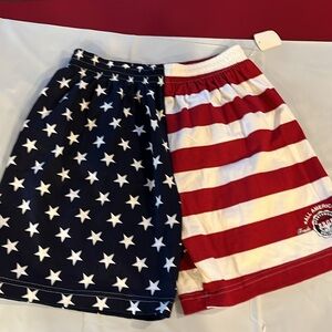 NEW Large EBGB USA FLAG shorts cotton red white blue stars stripes all American